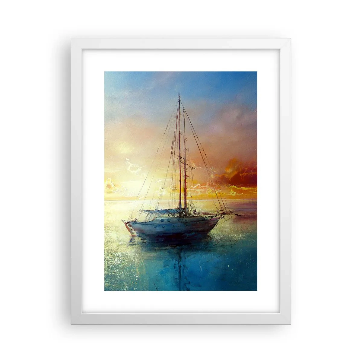 Pôster em moldura branca - Na baía dourada - 30x40 cm