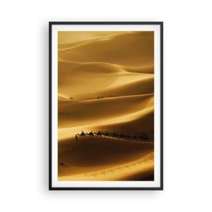 Pôster com moldura preta - Caravana nas ondas do deserto - 61x91 cm