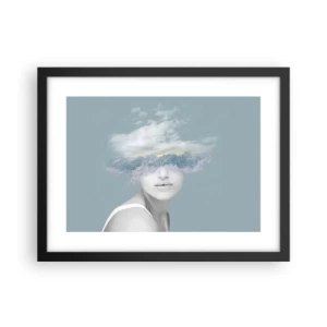 Pôster com moldura preta - Com a cabeça nas nuvens - 40x30 cm
