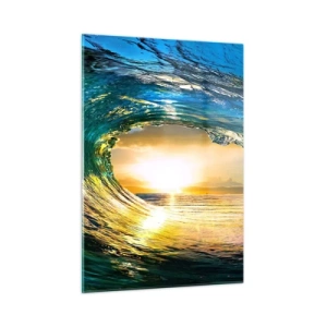 Quadro em vidro - Em cristal esmeralda dourado - 50x70 cm