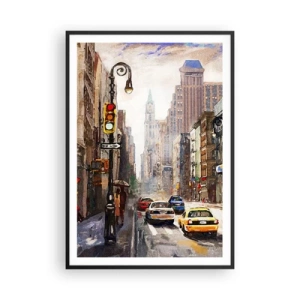 Pôster com moldura preta - Nova York – colorida também na chuva  - 70x100 cm