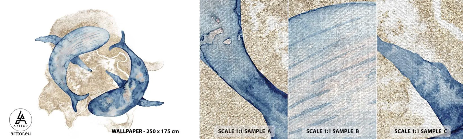 Amostra de papel de parede Premium Canvas - Amizade ou amor? - Golfinhos, Abstração, Pedaço - 100x30 cm