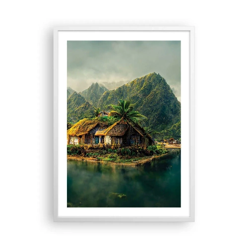 Pôster em moldura branca - Paraíso Tropical - 50x70 cm