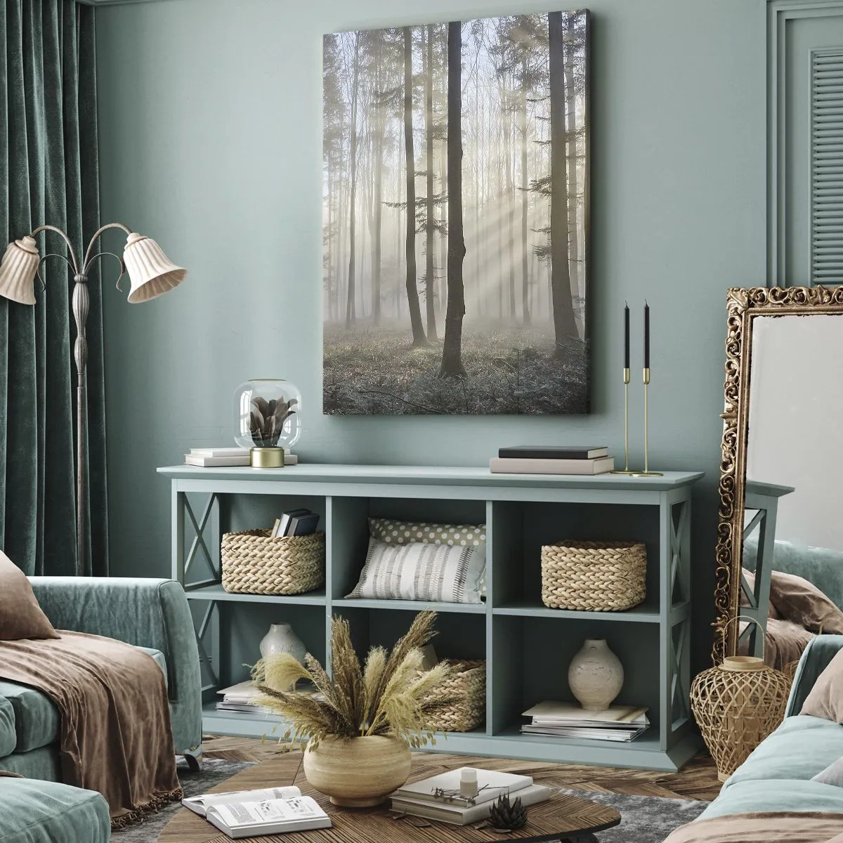 Quadro em tela - O nevoeiro também acordou - 55x100 cm