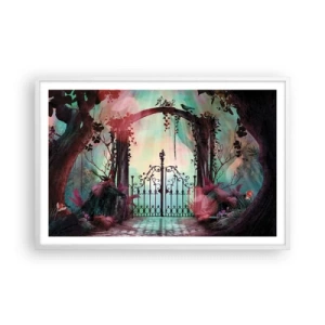 Pôster em moldura branca - Jardim secreto - 91x61 cm