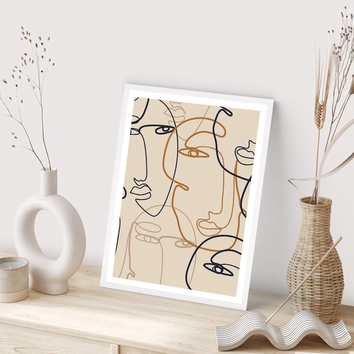 Pôster em moldura branca - Retrato multiplicado - 70x100 cm