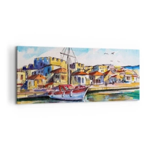 Quadro em tela - Tarde de arco-íris - 100x40 cm