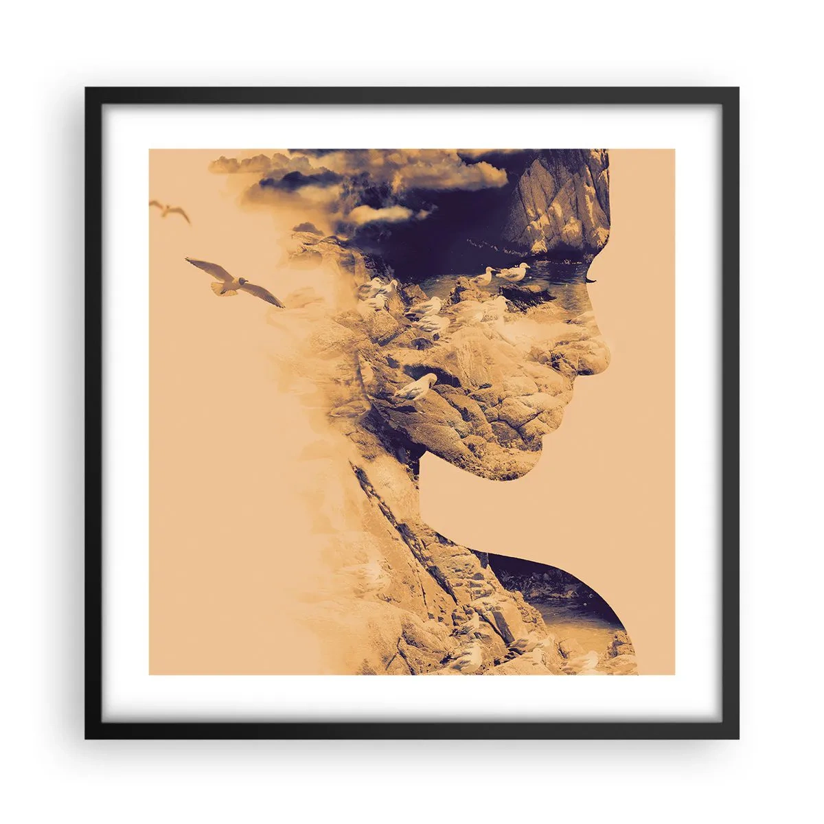 Pôster com moldura preta - Linda por natureza - 50x50 cm