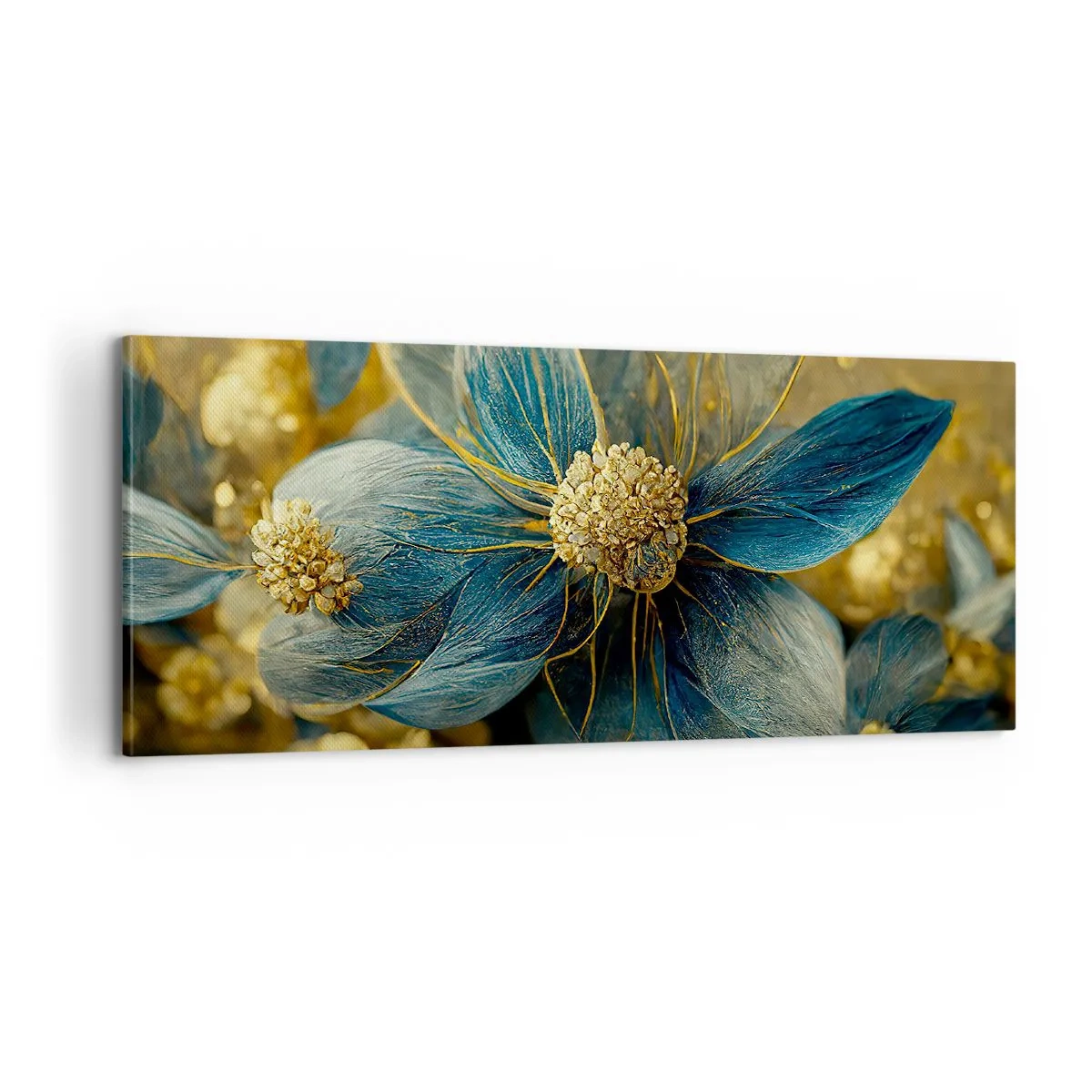 Quadro em tela - Florescer com ouro - 100x40 cm