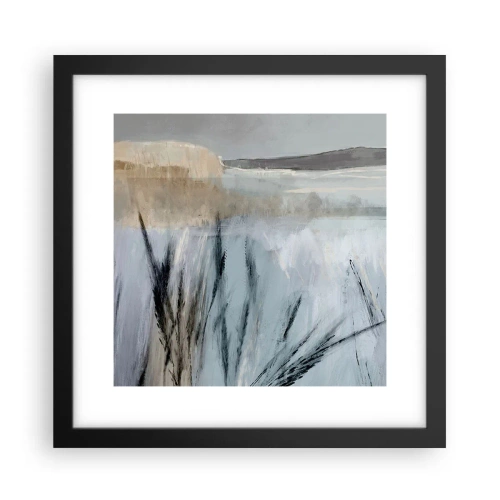Pôster com moldura preta - Campos de inverno - 30x30 cm