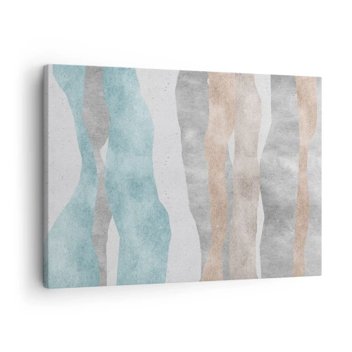 Quadro em tela - Listras abstratas em tons pastéis - 70x50cm - Um estudo de proximidade - Decoração de parede moderna para a sala de estar e quarto ARTTOR