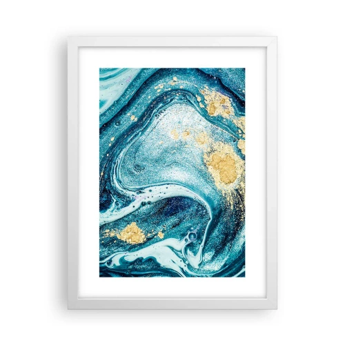 Pôster em moldura branca - Redemoinho azul - 30x40 cm
