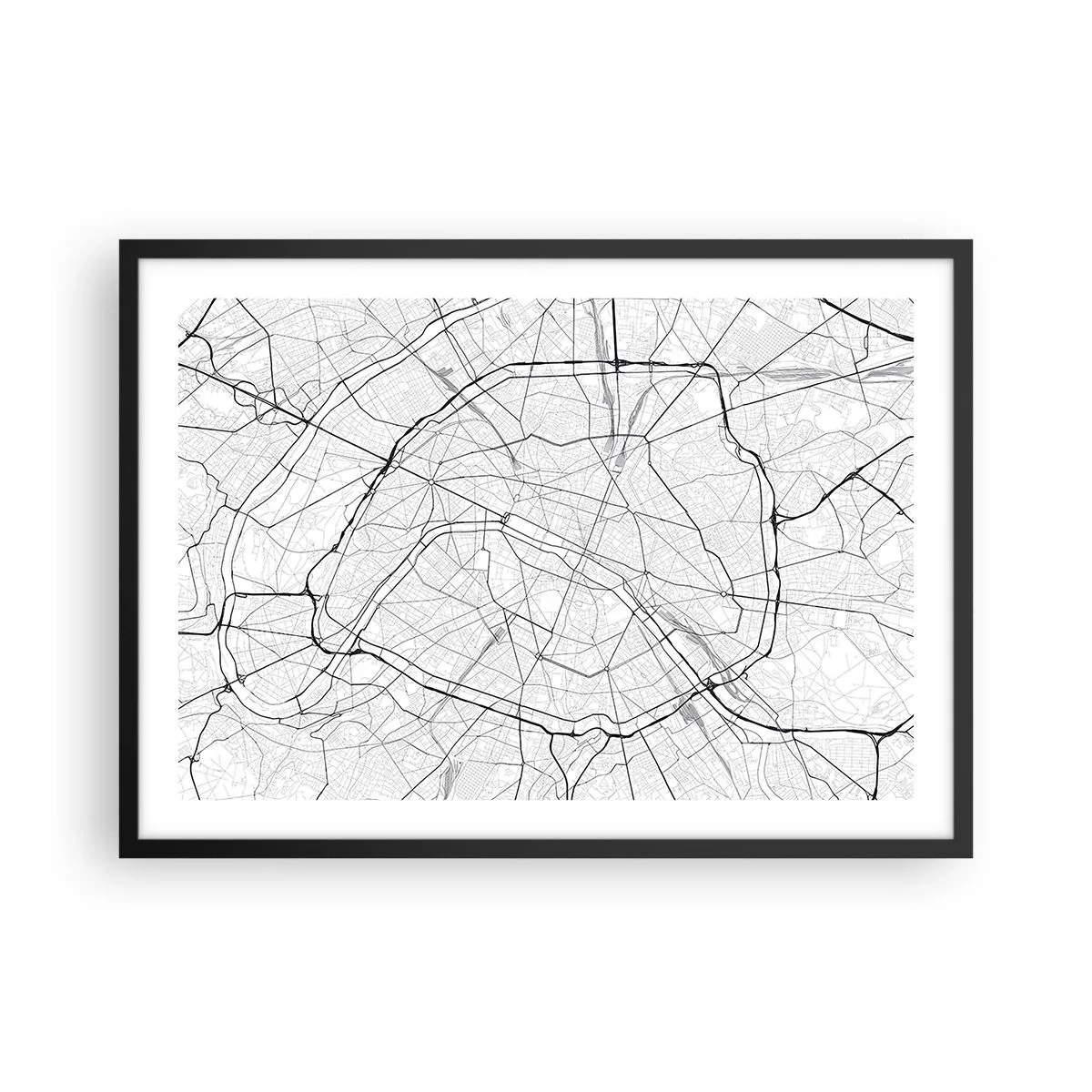 Pôster com moldura preta - Flor de Paris - 70x50 cm