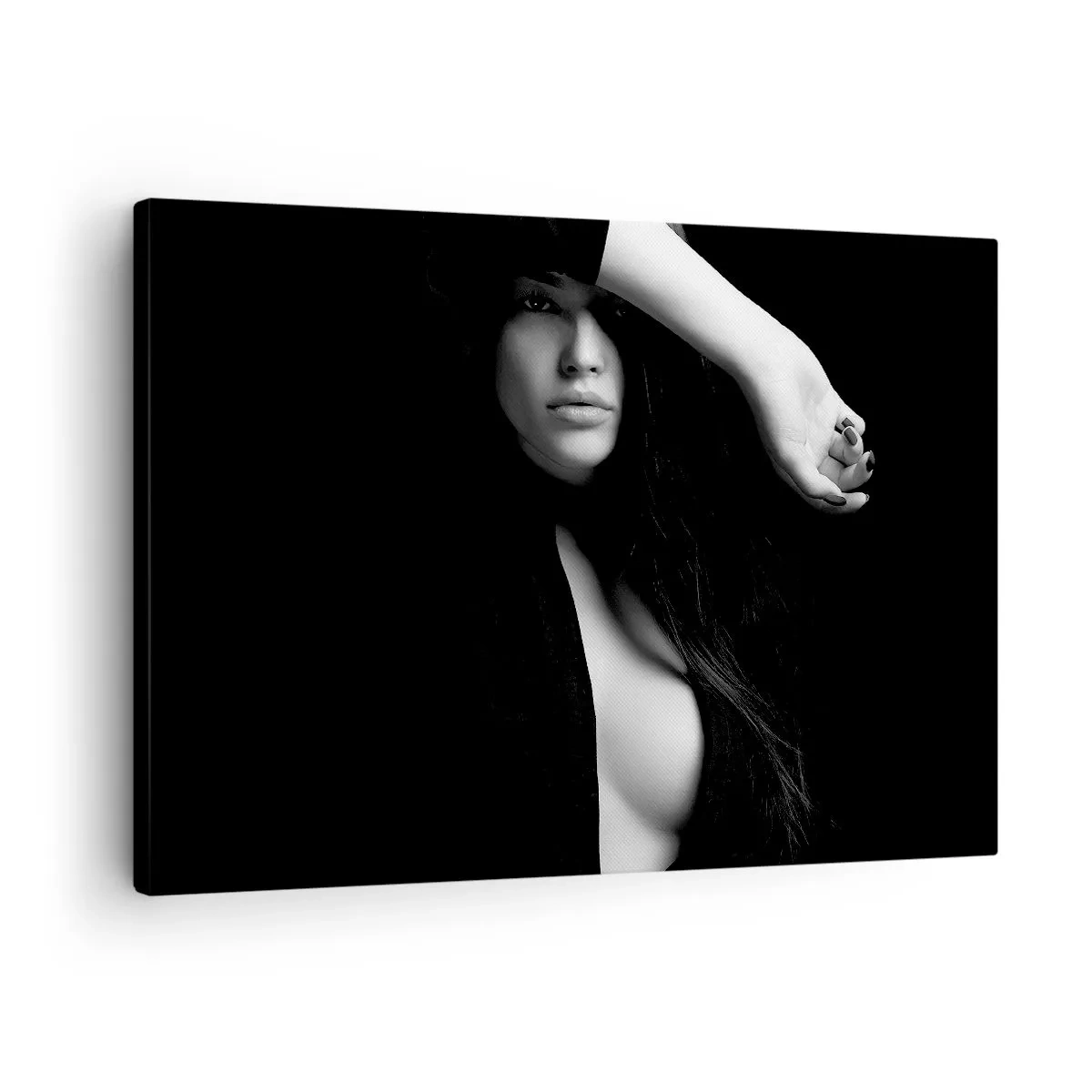 Quadro em tela - Retrato elegante de uma mulher em preto e branco - 70x50cm - Escola de sedução - Decoração de parede moderna para a sala de estar e quarto ARTTOR