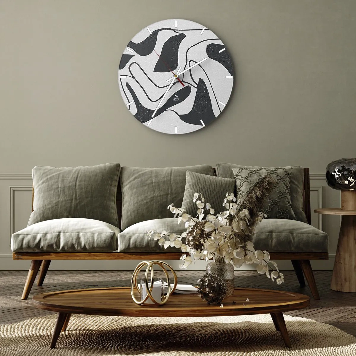 Relógio de parede - Relógio em vidro - Labirinto abstrato divertido - 40x40 cm