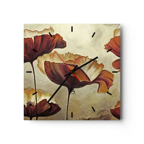 Relógio de parede - Relógio em vidro - Prados e pradarias - 30x30 cm