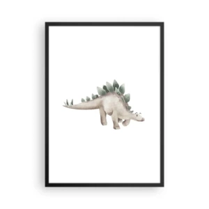 Pôster com moldura preta - Dinossauro em aquarela em estilo minimalista - 50x70cm - Seu amigo - Decoração de parede moderna para a sala de estar e quarto ARTTOR