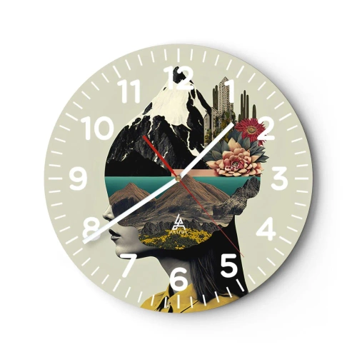 Relógio de parede - Relógio em vidro - Mulher – sempre um mistério - 40x40 cm