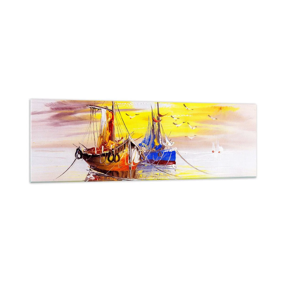 Quadro em vidro - Um merecido descanso no porto - 160x50 cm