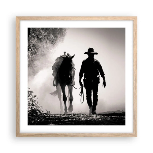Pôster com moldura de carvalho claro - Manhã no Texas - 50x50 cm