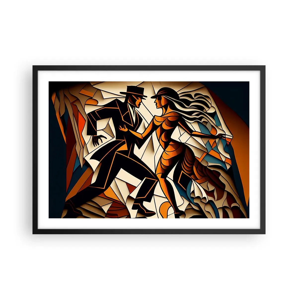 Pôster com moldura preta - Dança de paixão e paixão - 70x50 cm