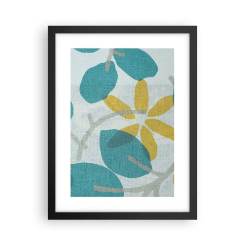 Pôster com moldura preta - Entre as folhas azuis - 30x40 cm
