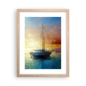 Pôster com moldura de carvalho claro - Na baía dourada - 30x40 cm