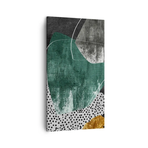 Quadro em tela - Abstração colorida com folha de ouro - 45x80 cm