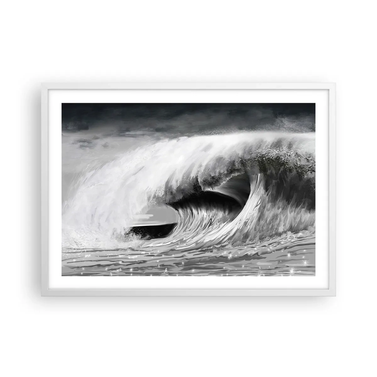 Pôster em moldura branca - A ira do oceano - 70x50 cm