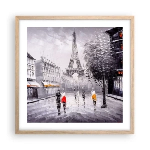 Pôster com moldura de carvalho claro - Passeio em Paris - 50x50 cm