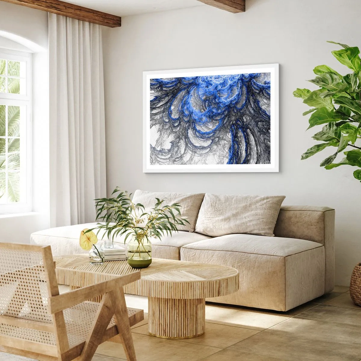 Pôster em moldura branca - O nascimento de uma onda - 70x50 cm