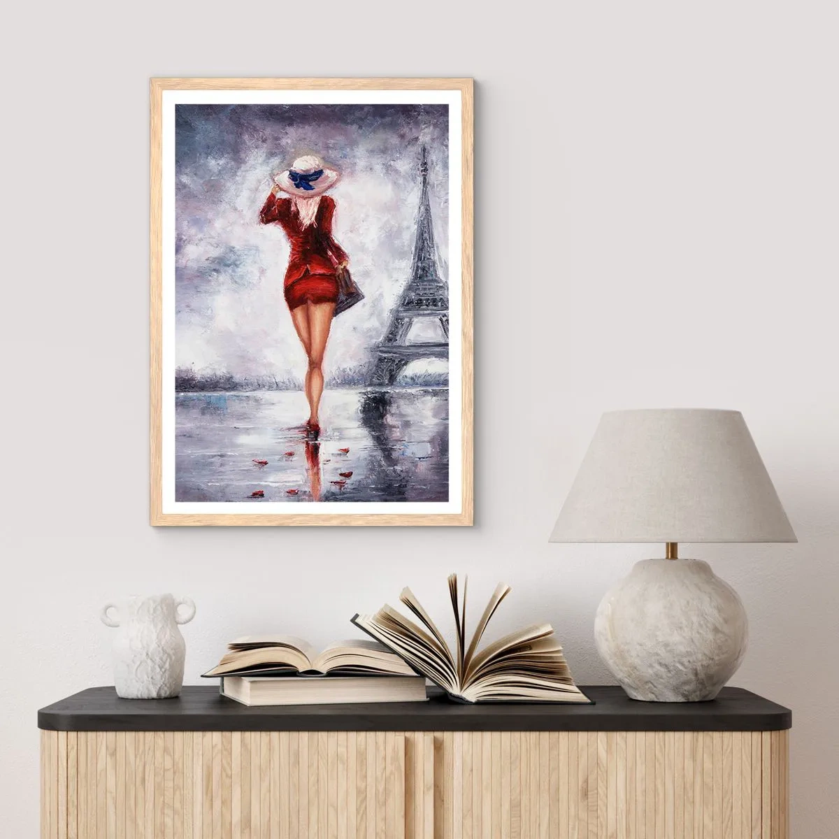 Pôster com moldura de carvalho claro - Símbolos parisienses - 50x70 cm