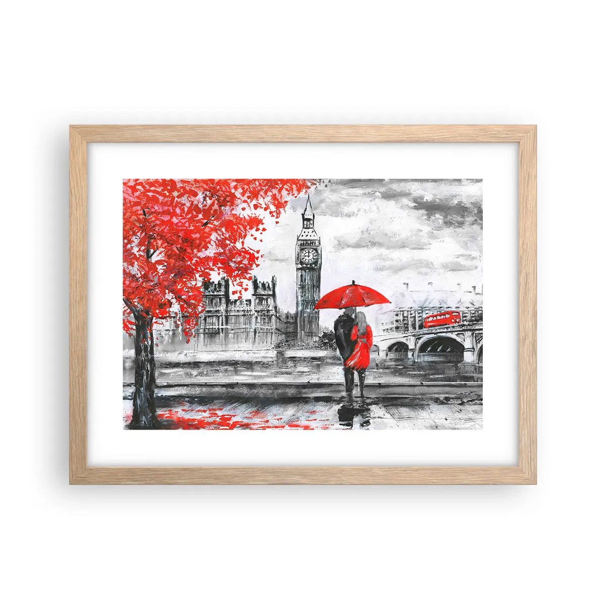 Pôster com moldura de carvalho claro - Apaixonados em Londres - 40x30 cm