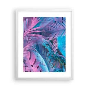 Pôster em moldura branca - Trópicos em rosa e azul - 40x50 cm