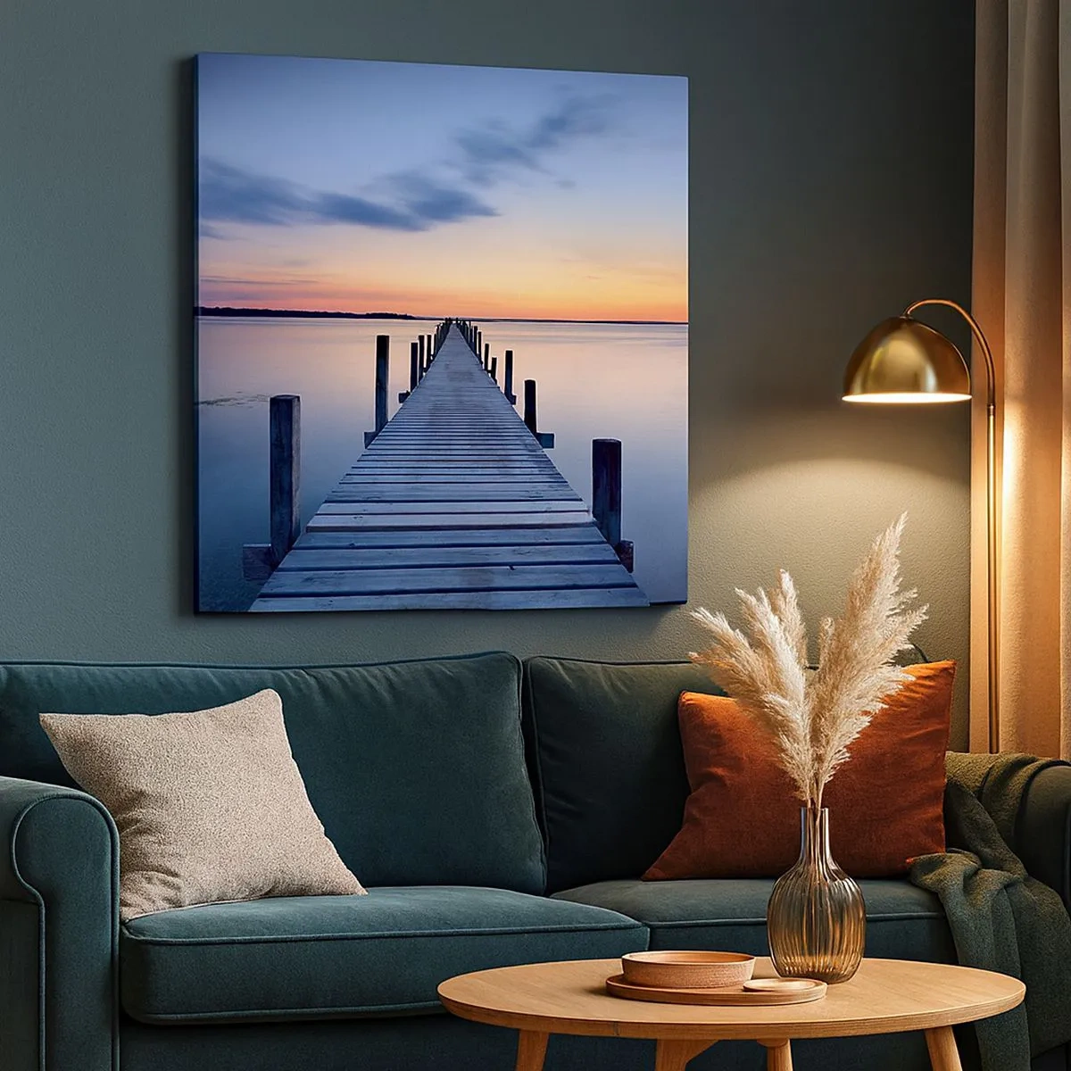 Quadro em tela - A calma de um crepúsculo sereno - 30x30 cm