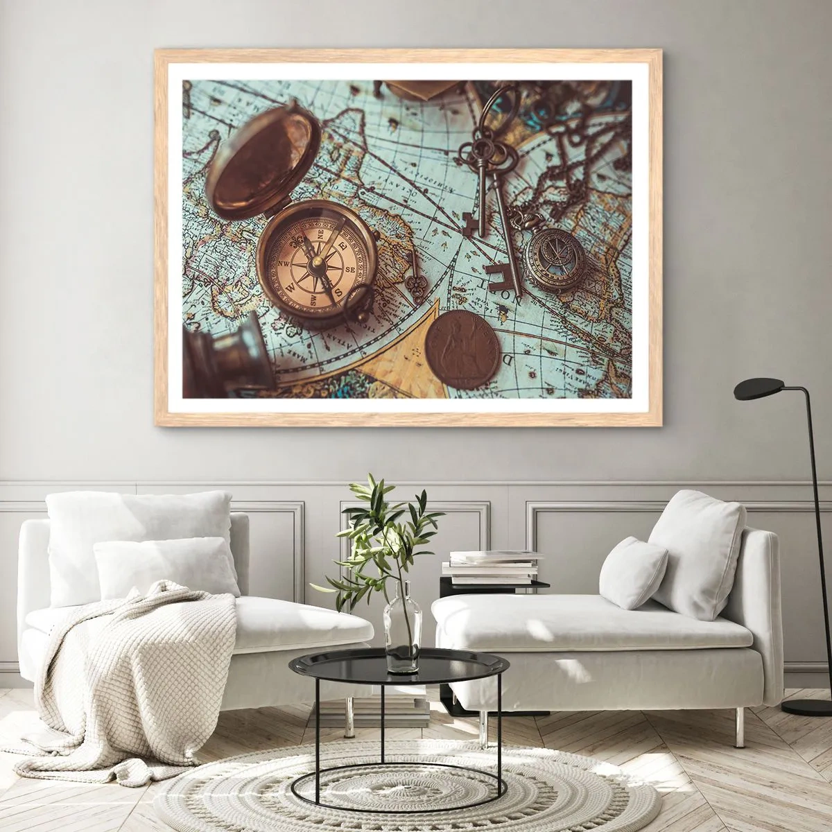 Pôster com moldura de carvalho claro - Para o aventureiro - 70x50 cm