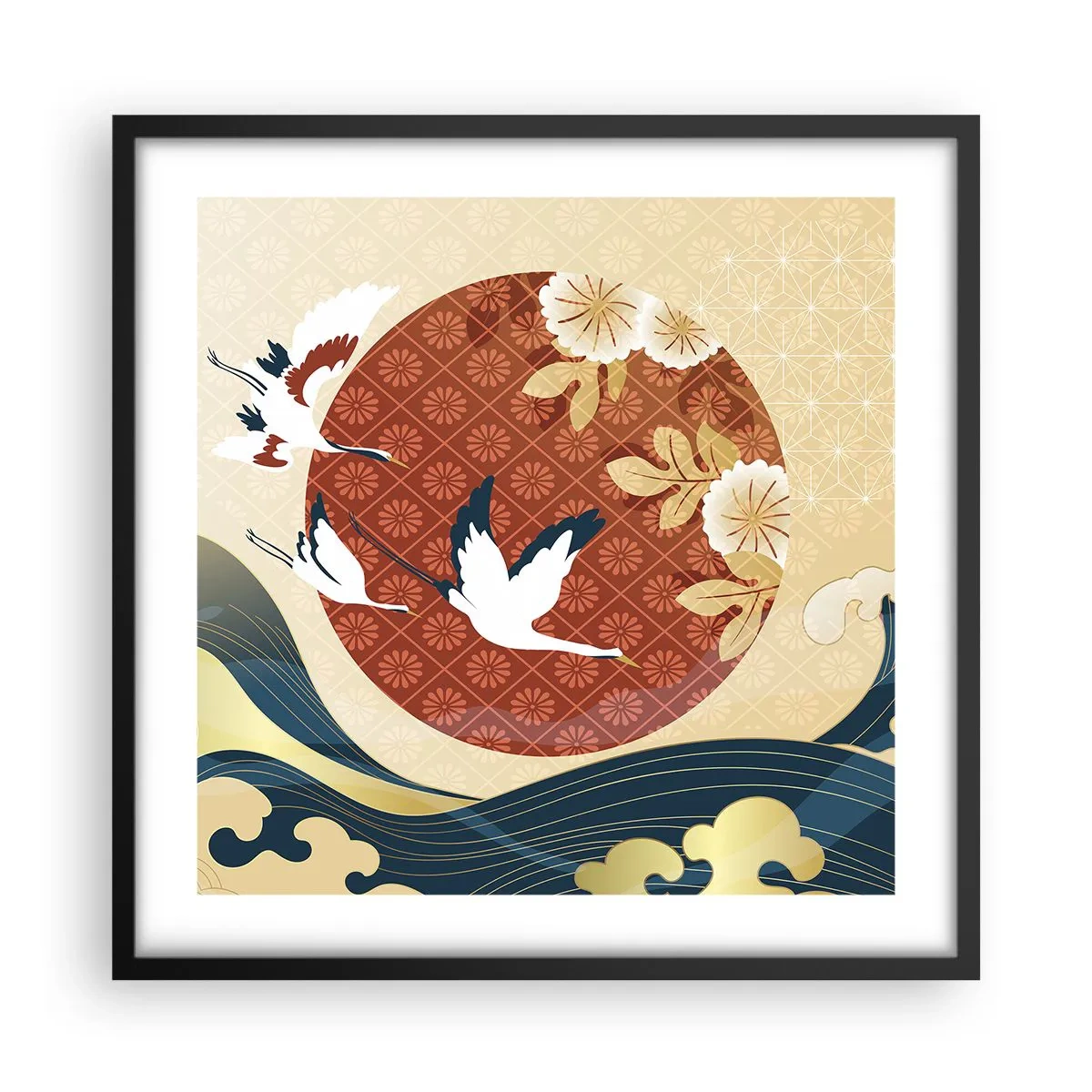 Pôster com moldura preta - Conto de fadas japonês - 50x50 cm