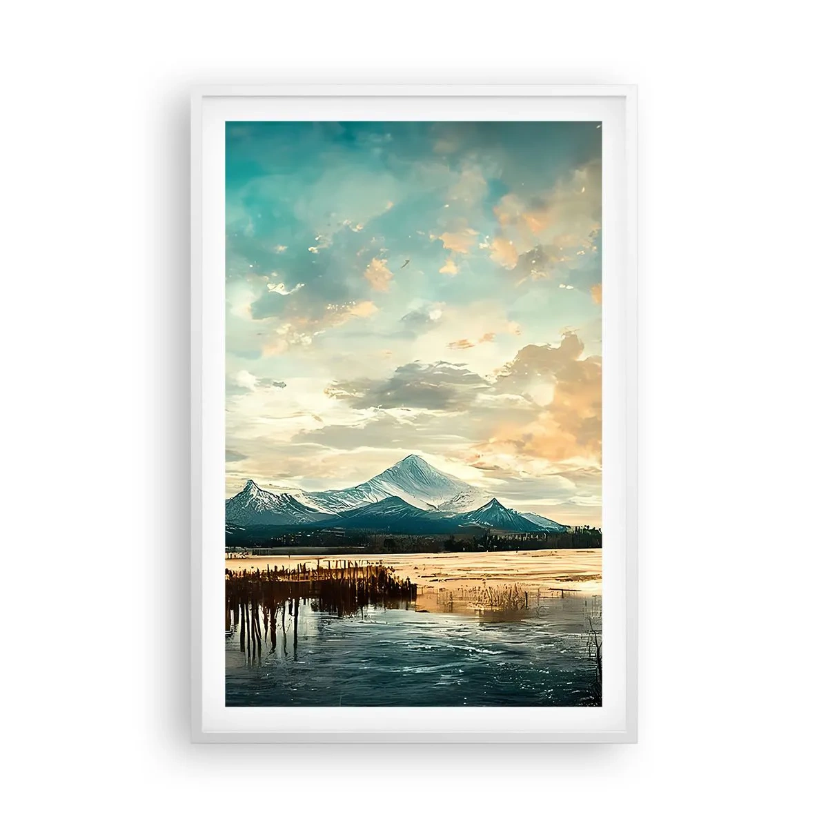 Pôster em moldura branca - Sob a proteção do céu - 61x91 cm