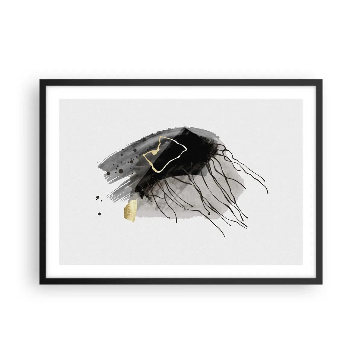 Pôster com moldura preta - A preto e dourado - 70x50 cm