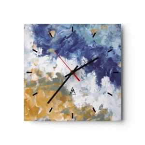 Relógio de parede - Relógio em vidro - Dança dos elementos - 30x30 cm
