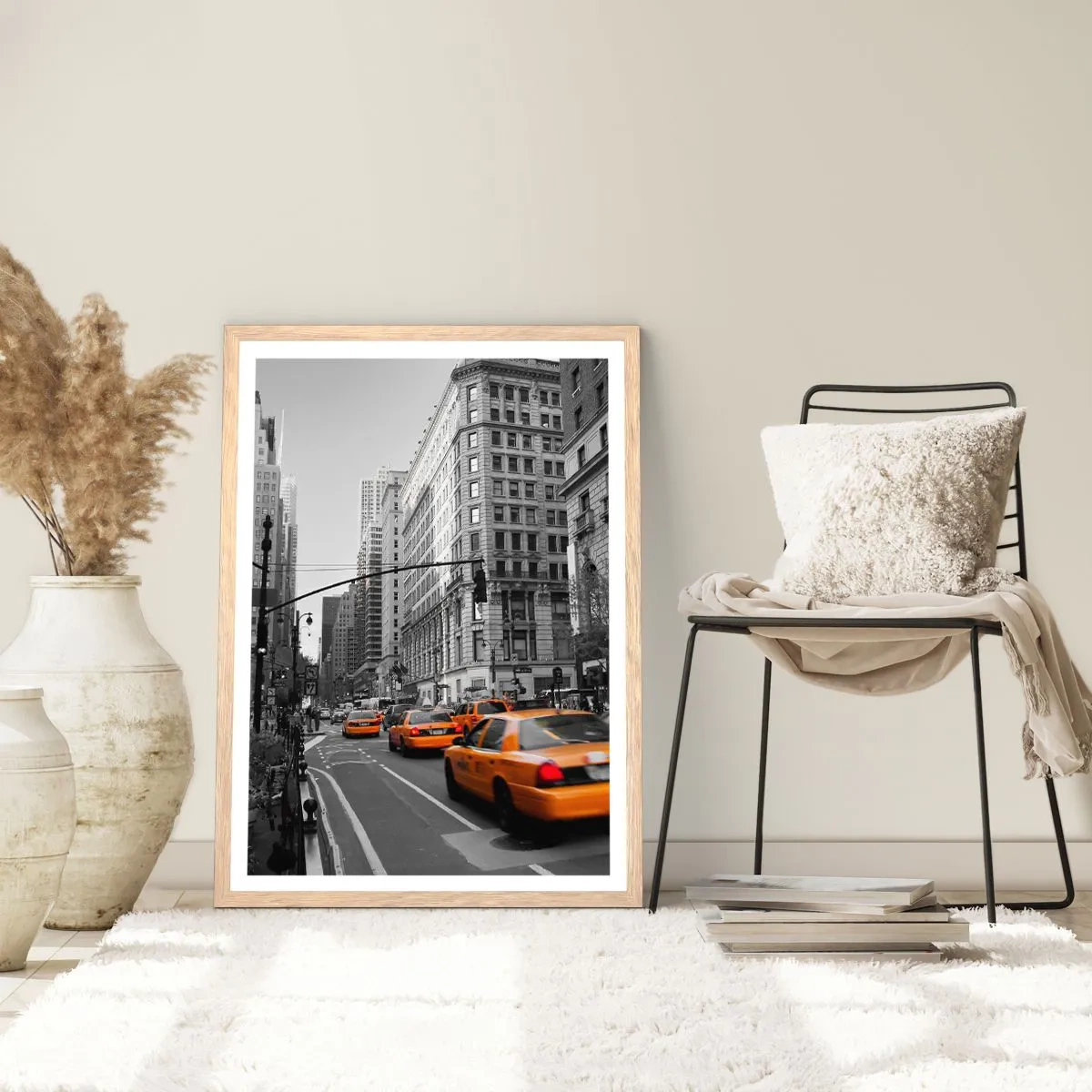 Pôster com moldura de carvalho claro - Sol da cidade grande - 40x50 cm