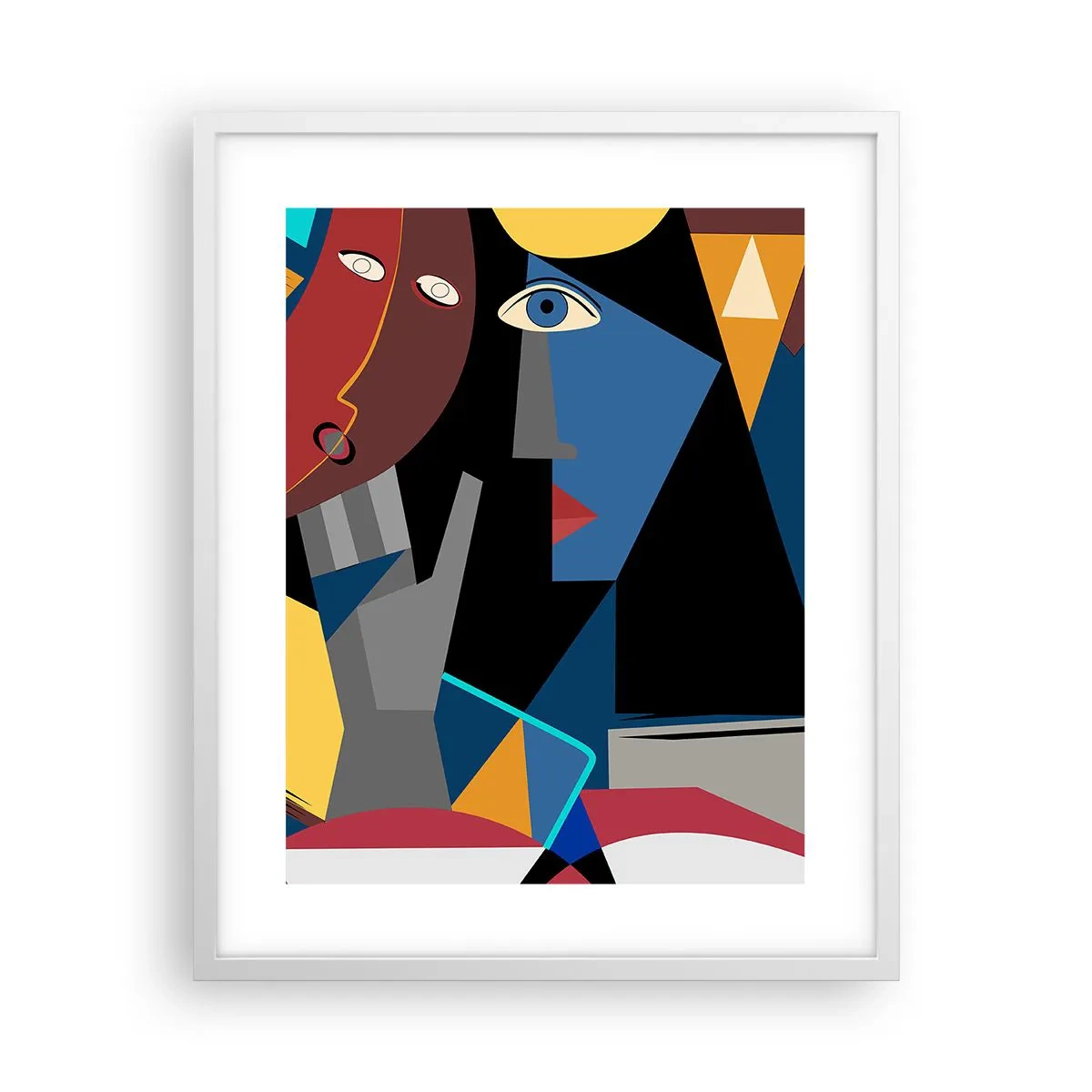 Pôster em moldura branca - Uma conversa entre cubistas - 40x50 cm