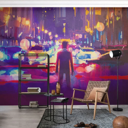 Papel de parede personalizado Premium Canvas - Imerso na luz - Cidade, Homem, Nova Iorque