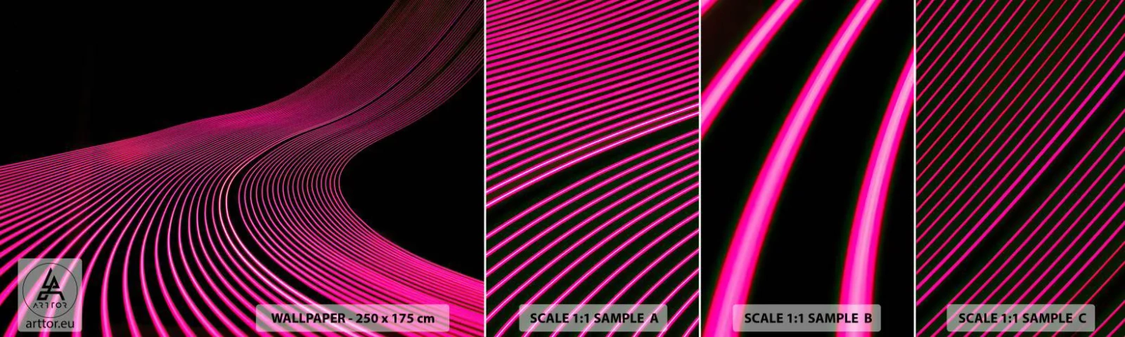 Amostra de Papel de Parede Standard Eco - Avenida da luz - Linhas, Moderno, Néon - 100x30 cm