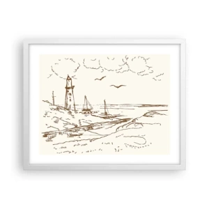Pôster em moldura branca - Esboço das memórias do verão - 50x40 cm