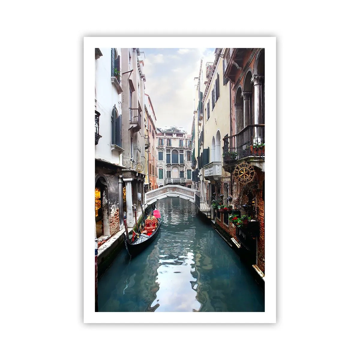 Pôster - Paisagem veneziana com gôndola e ponte - 61x91 cm