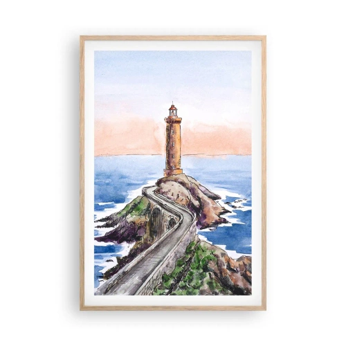 Pôster com moldura de carvalho claro - De frente para o mar - 61x91 cm