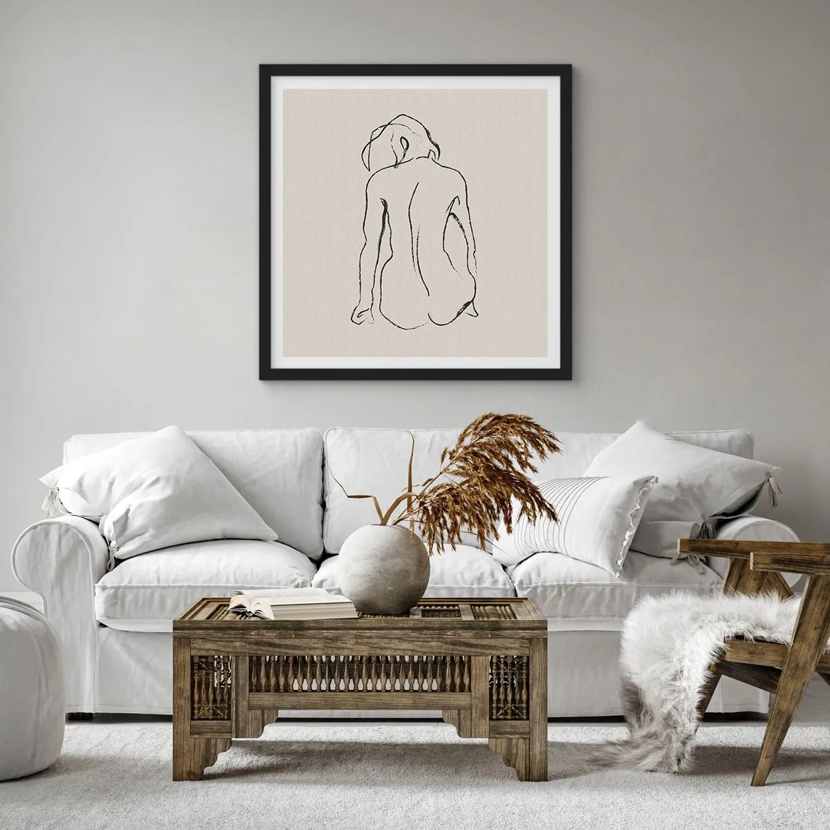 Pôster com moldura preta - Nu de rapariga - 60x60 cm