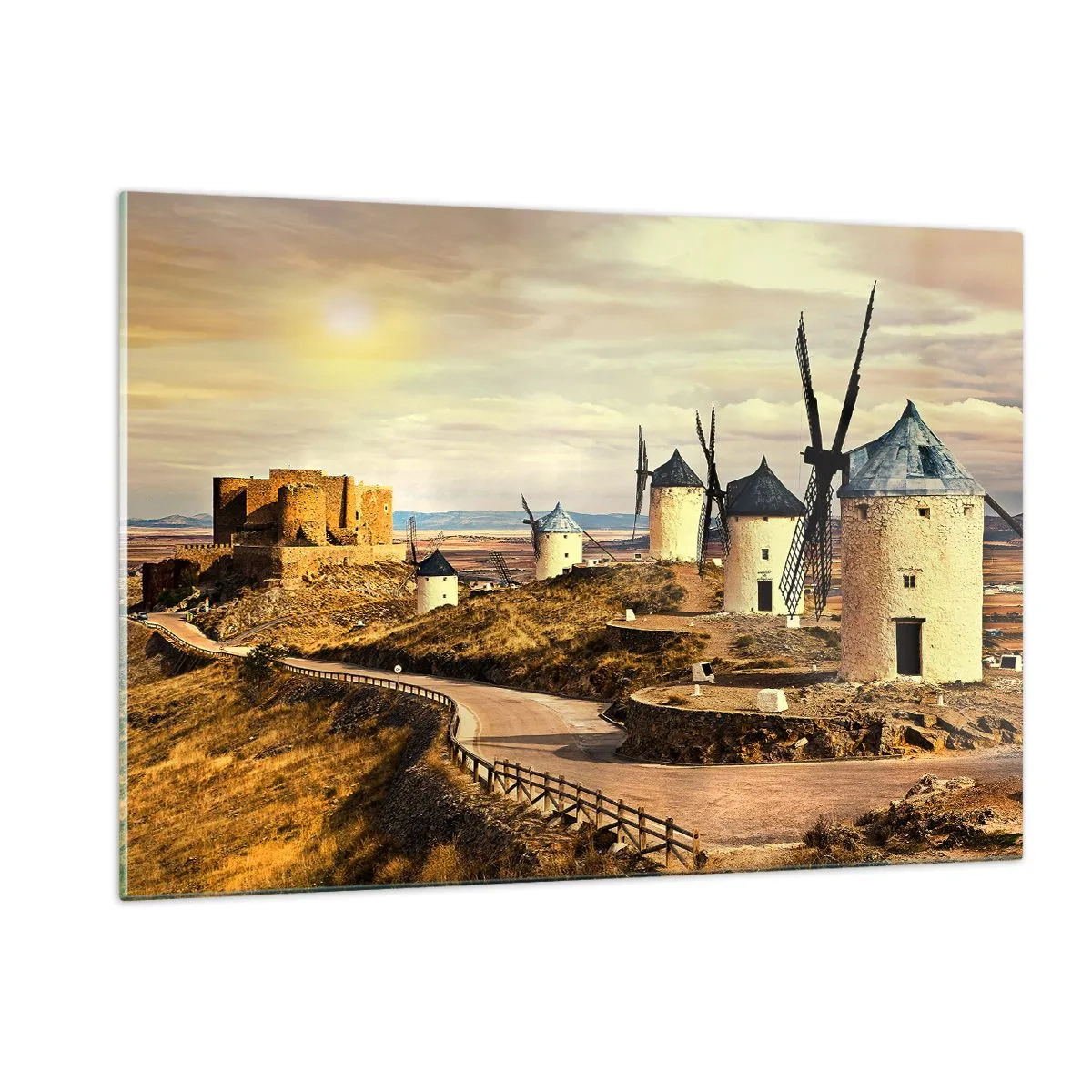 Quadro em vidro - Dom Quixote está prestes a aparecer - 120x80 cm