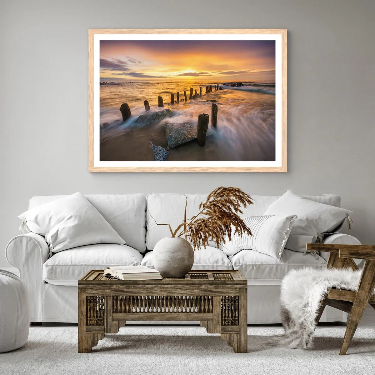 Pôster com moldura de carvalho claro - A beleza crua do Mar Báltico - 91x61 cm
